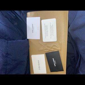 ysl saint laurent clutch bag, beige one size!